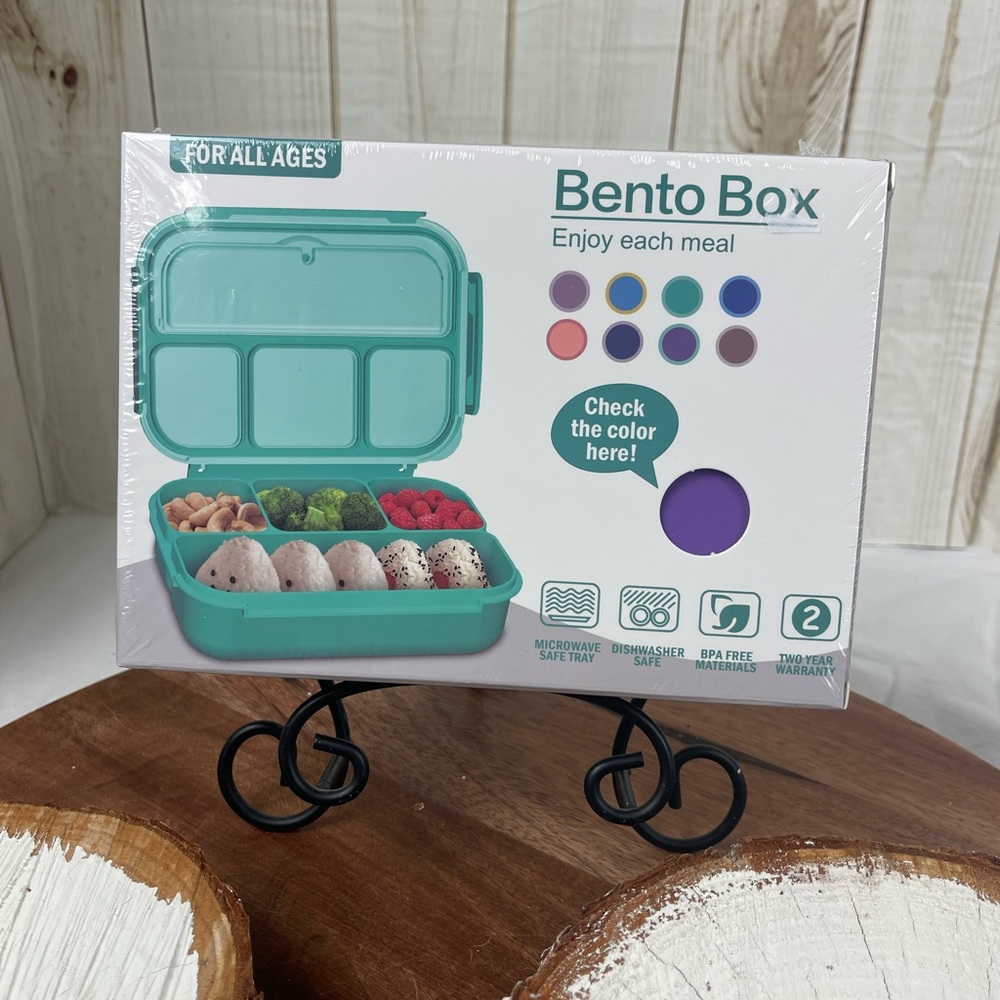 Bento Box purple 4 compartment 5 cup.